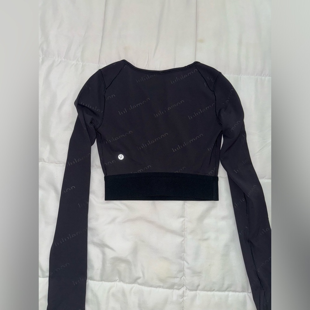 Rare Lululemon Wunder Train Crop Long Sleeve *Special Edition emboss gold logo - Picture 7 of 14
